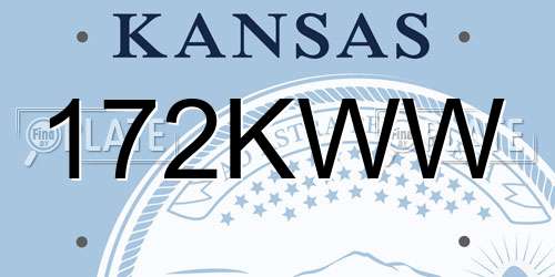 172KWW Kansas License Plate