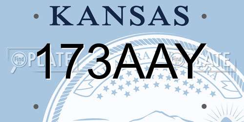 173AAY Kansas License Plate