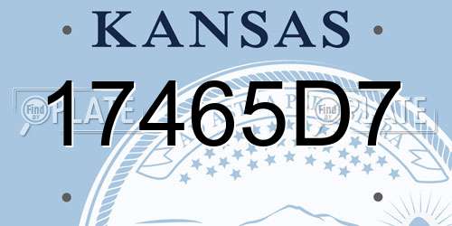 17465D7 Kansas License Plate