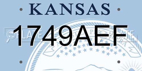 1749AEF Kansas License Plate