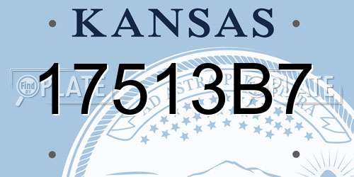 17513B7 Kansas License Plate