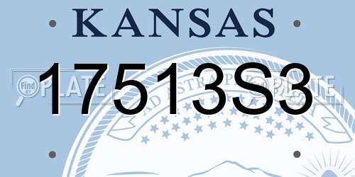 17513S3 Kansas License Plate