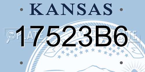 17523B6 Kansas License Plate