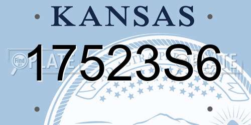 17523S6 Kansas License Plate