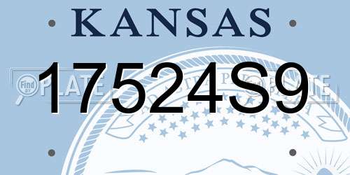 17524S9 Kansas License Plate