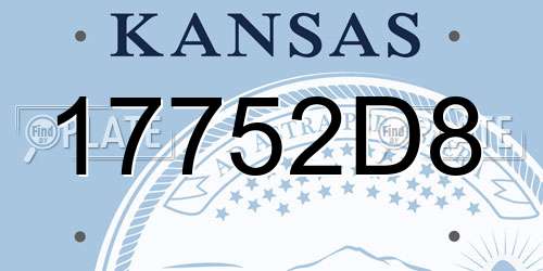 17752D8 Kansas License Plate