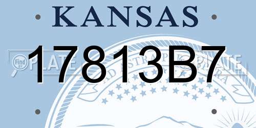 17813B7 Kansas License Plate