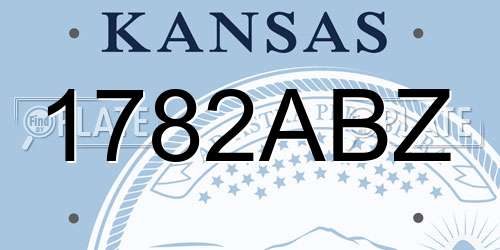 1782ABZ Kansas License Plate