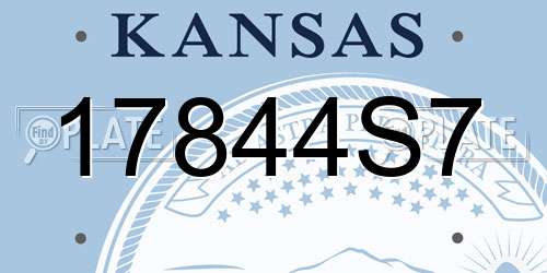 17844S7 Kansas License Plate