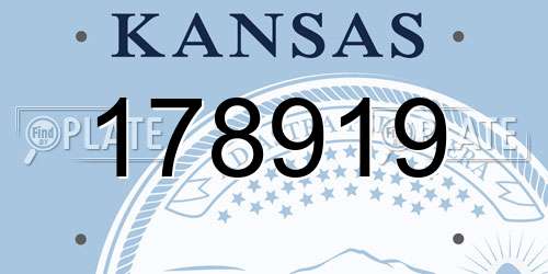 178919 Kansas License Plate