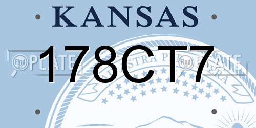 178CT7 Kansas License Plate