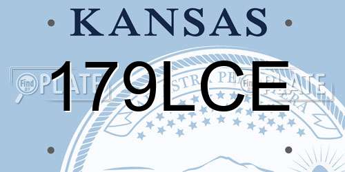 179LCE Kansas License Plate