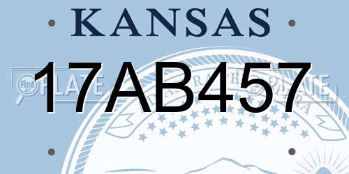 17AB457 Kansas License Plate