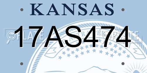 17AS474 Kansas License Plate