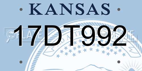 17DT992 Kansas License Plate
