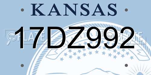 17DZ992 Kansas License Plate