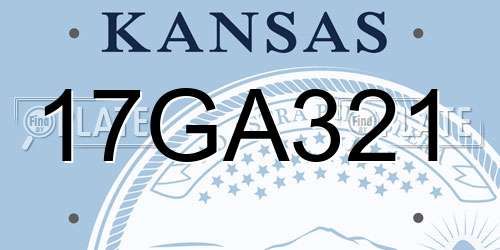 17GA321 Kansas License Plate