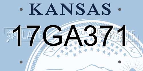 17GA371 Kansas License Plate