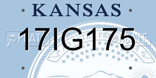 17IG175 Kansas License Plate