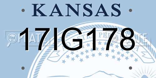 17IG178 Kansas License Plate