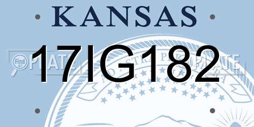 17IG182 Kansas License Plate