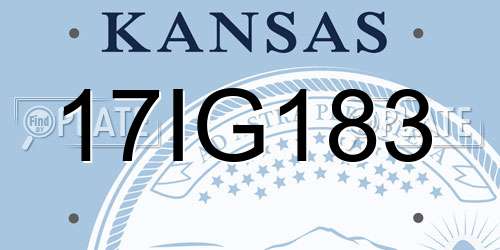 17IG183 Kansas License Plate