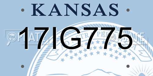 17IG775 Kansas License Plate