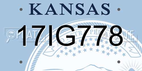 17IG778 Kansas License Plate