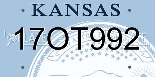 17OT992 Kansas License Plate