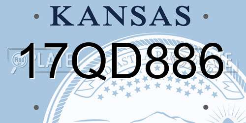 17QD886 Kansas License Plate