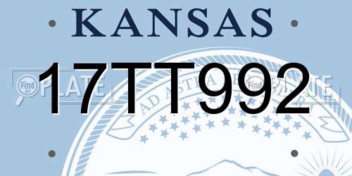 17TT992 Kansas License Plate
