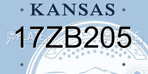 17ZB205 Kansas License Plate