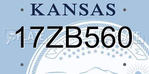 17ZB560 Kansas License Plate