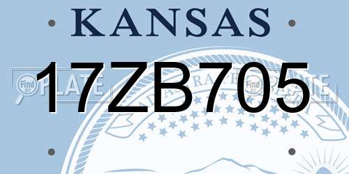 17ZB705 Kansas License Plate
