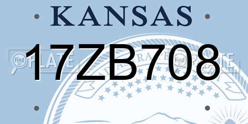 17ZB708 Kansas License Plate