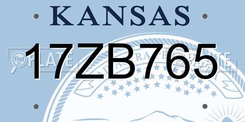 17ZB765 Kansas License Plate