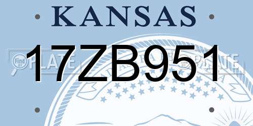 17ZB951 Kansas License Plate
