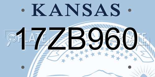 17ZB960 Kansas License Plate