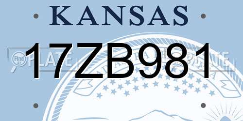 17ZB981 Kansas License Plate