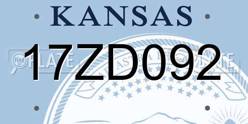 17ZD092 Kansas License Plate