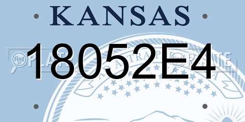 18052E4 Kansas License Plate