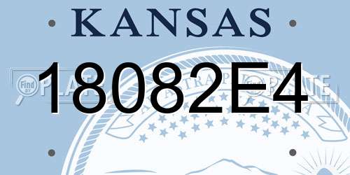 18082E4 Kansas License Plate