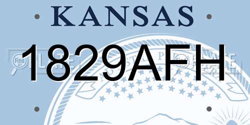 1829AFH Kansas License Plate