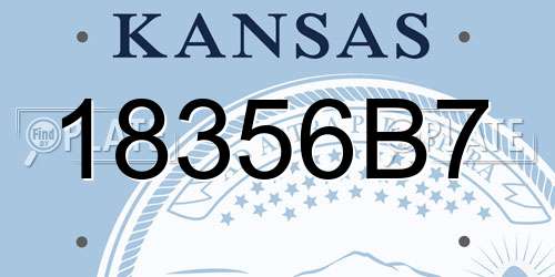 18356B7 Kansas License Plate