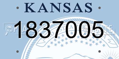 1837005 Kansas License Plate