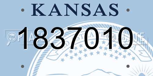 1837010 Kansas License Plate