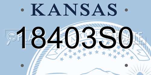 18403S0 Kansas License Plate
