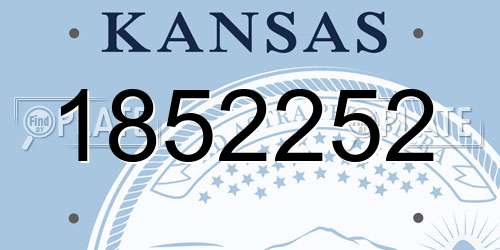 1852252 Kansas License Plate