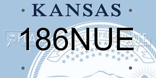 186NUE Kansas License Plate
