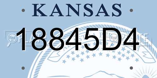18845D4 Kansas License Plate